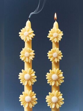 Anthropologie Fleur Daisy Taper Candles, Set of 2 NIB